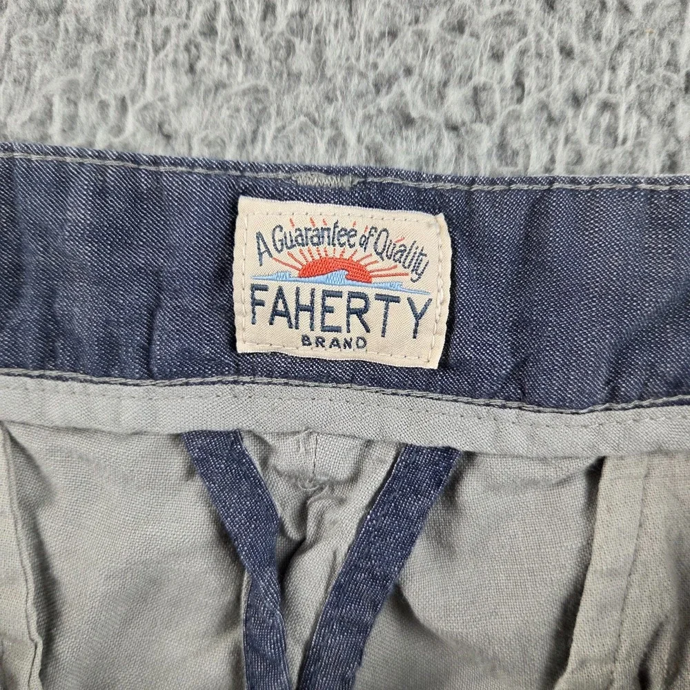 Faherty Linen Malibu Shorts Mens 32 Gray Casual Cotton Blend‎ 9